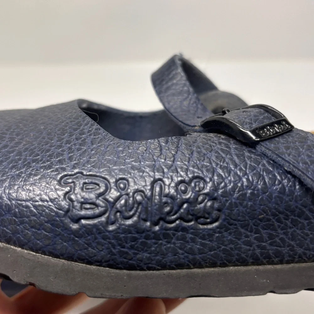 Birkenstock Mary Blue Leather Clogs Women’s 38 US 7 Narrow Strap Buckle - Picture 10 of 11